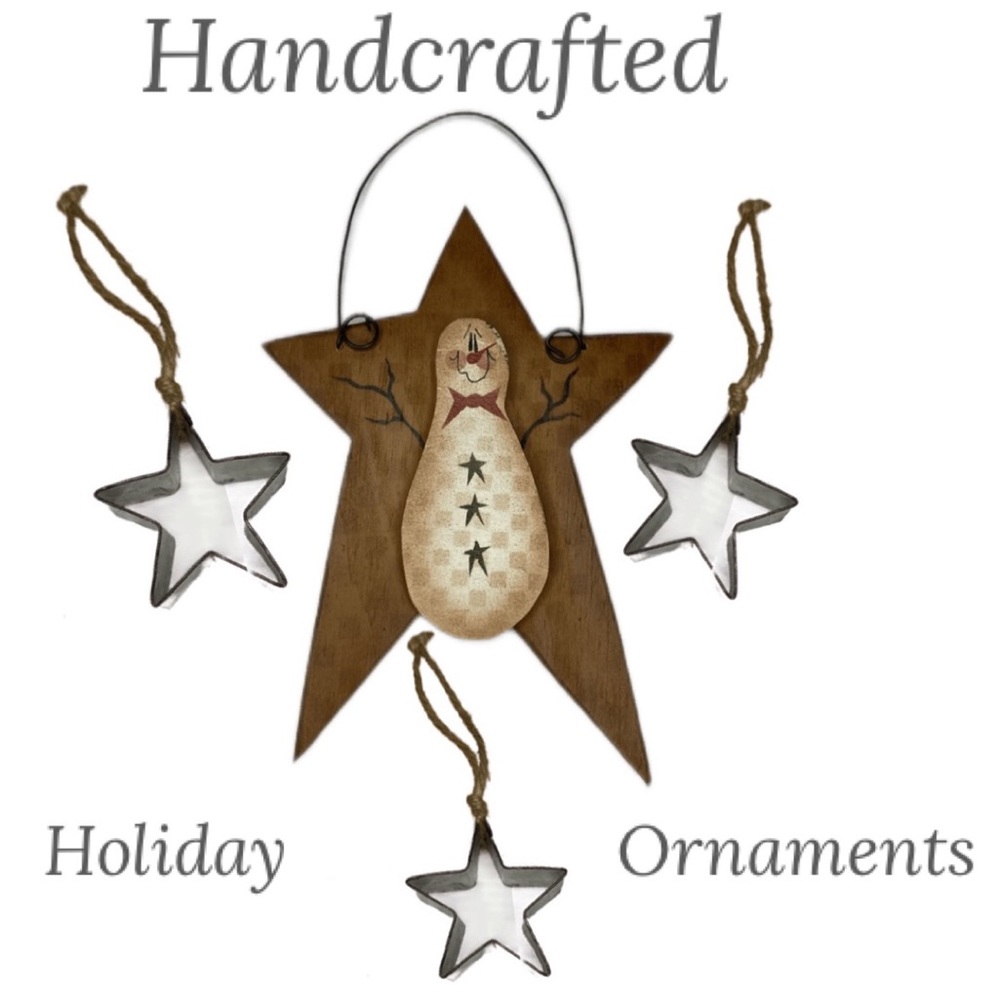 Handcrafted Ornaments Christmas Winter Snowflake Snowman Stars Holiday Decor Set